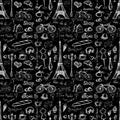 Seamless pattern Paris symbols,