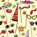 Seamless pattern with party accessories set concept.