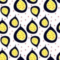 Seamless pattern with passion fruit and sedds.