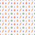 Seamless pattern of pastel-colored fruits and vegetables Royalty Free Stock Photo