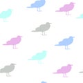 Seamless pattern pastel colorful seagulls on white, kids style. Cute funny gulls print, vector eps 10 Royalty Free Stock Photo