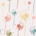Seamless pattern - pastel hand drawn dandelion