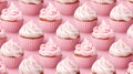 Seamless pattern with pastel pink cupcakes. Cupcake pattern in pastel pink colors. Cupcake background, generative AI Royalty Free Stock Photo