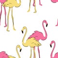 Seamless pattern with pastel pink flamingos. Royalty Free Stock Photo