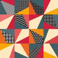 Seamless pattern in patchwork style. Red, beige and black patches Royalty Free Stock Photo