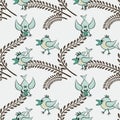 Seamless pattern, pattern, childrens illustration - birds and spikes.