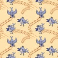 Seamless pattern, pattern, childrens illustration - birds and spikes