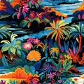 Seamless pattern of Paul Gauguin\'s bold Tahitian paintings