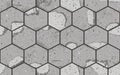 Seamless pattern of pavement with hexagon textured cracked old bricks Royalty Free Stock Photo