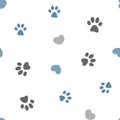 Seamless pattern paws and hearts. Royalty Free Stock Photo