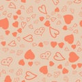 Seamless pattern, peach heart illustration for textiles