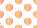 Seamless pattern with peaches on a white background. Gradient peaches in 3d style with light reflections. Design for printing on Royalty Free Stock Photo