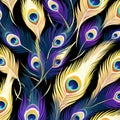 seamless pattern of peacock feathers gold water drops surrealistic illustration
wallpaper Royalty Free Stock Photo