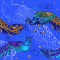 Seamless pattern with peacocks Royalty Free Stock Photo
