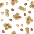 Seamless pattern peanuts on a light background. Vector illustration. Royalty Free Stock Photo