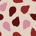 Seamless pattern with pear silhouettes. A combination of pink, burgundy color.