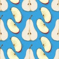 Seamless Pattern. Pears and Red Apples Slices Royalty Free Stock Photo