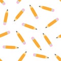 Seamless pattern with pencils in cartoon style Royalty Free Stock Photo