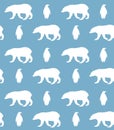 Seamless pattern of penguin and bear silhouette Royalty Free Stock Photo
