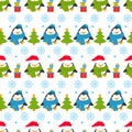 Seamless pattern of penguins in different situations