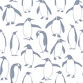 Seamless pattern with penguins on white background