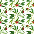 Seamless pattern with peon buds. Watercolor