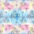 Seamless pattern. Peonies - flowers and leaves. Watercolor background image - decorative composition..Use printed materials,