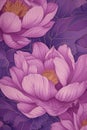 Seamless pattern with Peony flowers and leaves. Vector illustration Royalty Free Stock Photo