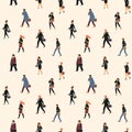 Seamless pattern with people going to work.