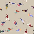 Seamless pattern. People jumping and dancing at party illustration. Simple flat woman man character vector cartoon style. Person Royalty Free Stock Photo