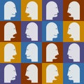Seamless pattern. People's faces with different emotions (temper