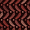 Seamless pattern pepper chilly stylish texture on dark background. Vector