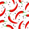 Pattern seamless pattern red chili pepper and peppercorns red, black and white