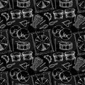 Seamless Pattern. Percussion Musical Instruments Royalty Free Stock Photo