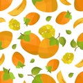 Seamless pattern persimmon and flower