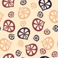 Seamless pattern of petals coffee color