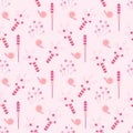 Seamless pattern with petards, firecrackers, birthday whistles and firework with stars.