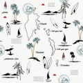 Seamless pattern of PHUKET island in thailand paradise Tropical mood ,Design for fashion ,fabric,web,wallpaper,wrappig and all
