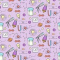 Seamless pattern with physic and astronomy elements Royalty Free Stock Photo