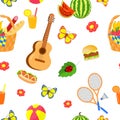 Seamless pattern with picnic set Royalty Free Stock Photo