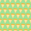 Seamless pattern with pieces of pizza with mushrooms. Vector illustration