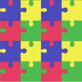 Seamless pattern of pieces of vector puzzle of different colors. Children`s educational games Royalty Free Stock Photo