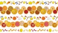 Seamless pattern with pies, fruits, nuts, apples, pumpkins, berries Royalty Free Stock Photo