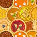 Seamless pattern with pies. The theme of harvest and thanksgiving Royalty Free Stock Photo