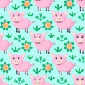 Seamless pattern with pig, vector textile fabric print vector illustration