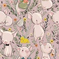 Seamless pattern with pigs