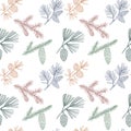 Seamless pattern with pine branches