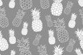 Seamless pattern with pineapple. Vintage pineapple seamless for your business. Vector texture. grey ink pattern