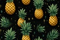 seamless pattern of pineapples on black background Royalty Free Stock Photo