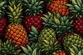 seamless pattern of pineapples on a black background Royalty Free Stock Photo